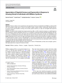 Treichel et al (2023). AppreciationOfSlapstickHumourAndExpressivityInResponseToAmusingStimuli ...WilliamsSyndrome41252-023-00356-z